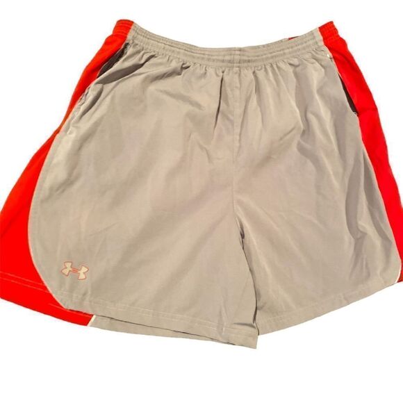 Under Armour Grey & Red Men’s Shorts Size X Large Basketball Shorts - Picture 1 of 10
